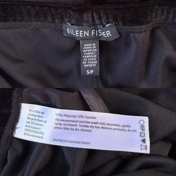 Eileen Fisher Low Rise Black Velvet Leggings size Small - Picture 2 of 6